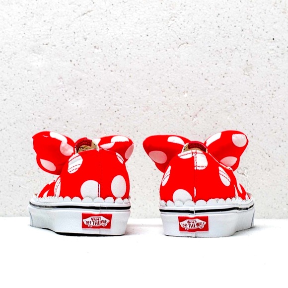 RARE Vans x Disney Minnie Mouse Authentic Gore Bow Sneakers in Red White - Picture 2 of 10